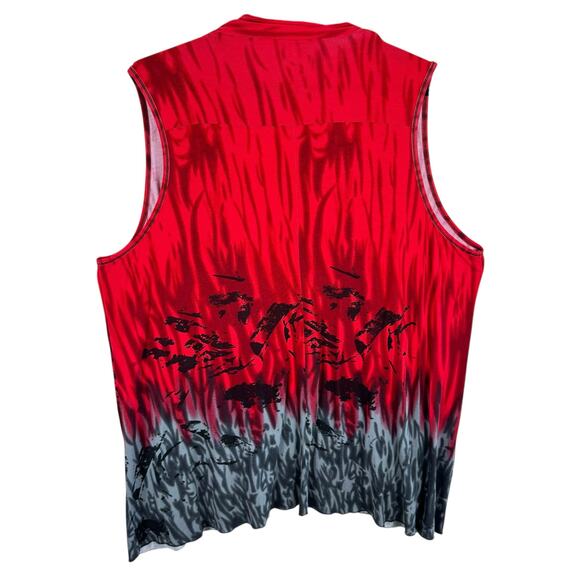 Parsley & Sage Red Gray Patterned Rayon Stretchy Lightweight Open Vest Size 2X - Picture 2 of 5